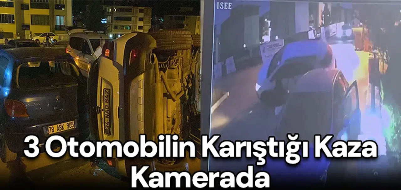 3 otomobilin karıştığı kaza kamerada