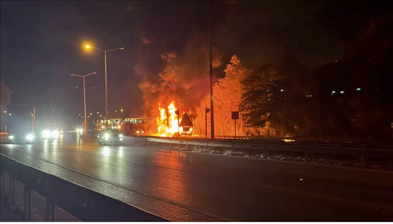 Samsun'da tır dorsesinde yangın