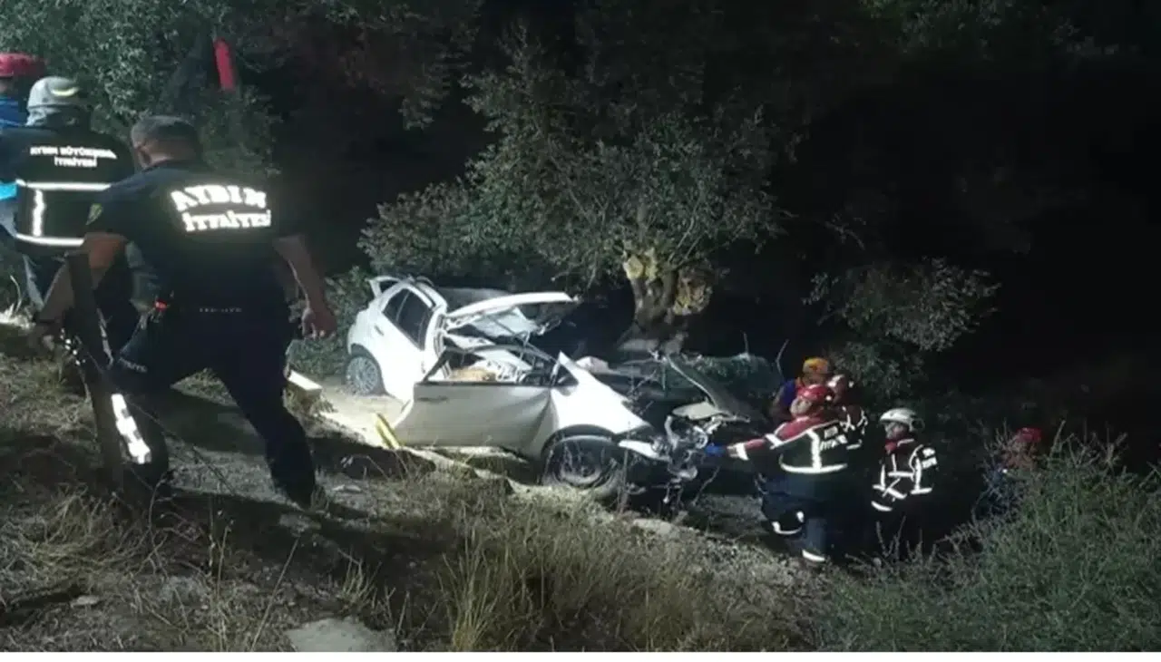 Otomobil zeytinliğe savruldu: 2 ölü, 1 ağır yaralı
