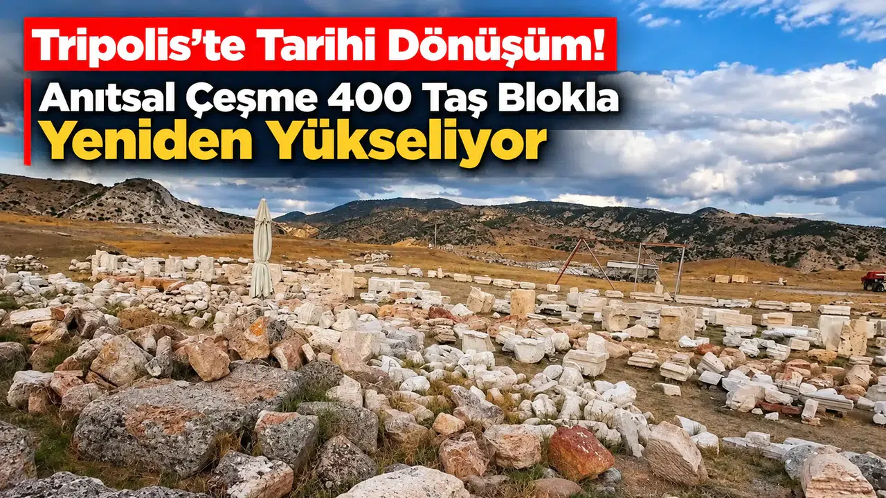 Tripolis’te Tarihi Dönüşüm! Anıtsal Çeşme 400 Taş Blokla Yeniden Yükseliyor