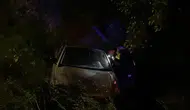 Otomobil zeytinliğe uçtu