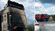 Konya’da seyir halindeki tır alev alev yandı
