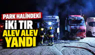 Park halindeki iki tır alev alev yandı