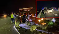 Otomobilin çarptığı traktör ikiye ayrıldı