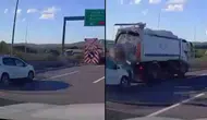 Otomobil yol işaretleme aracına çarptı