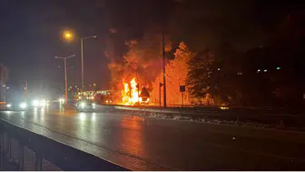 Samsun'da tır dorsesinde yangın
