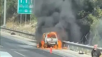 Otomobilde çıkan yangın, ormana sıçradı