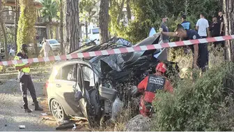 Otomobil, ağaca çarptı