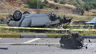 Konya'da refüje çarpan otomobildeki 3 kişi yaralandı