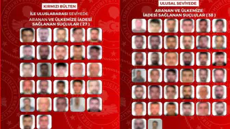 Kırmızı bültenle aranan 27, ulusal seviyede aranan 38 suçlu ülkeye getirildi