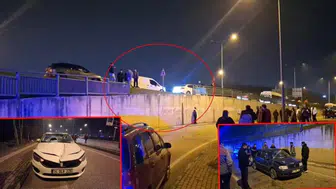 Kamyonet çalılık alana uçtu; çarptığı bariyerler 2 otomobilin üzerine düştü