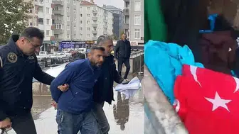 Bayrağı çöpe attı ‘vatan hainleri’ diye paylaşım yaptı