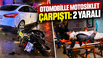 Otomobille motosiklet çarpıştı: 2 yaralı
