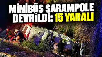 Minibüs şarampole devrildi: 15 yaralı