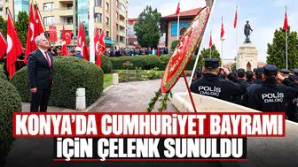 Konya’da Cumhuriyet Bayramı için çelenk sunuldu