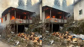 İmam lojmanı, çıkan yangında yandı