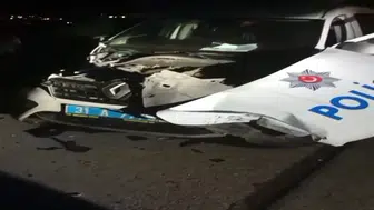 Cip, polis aracına çarptı: 2 yaralı