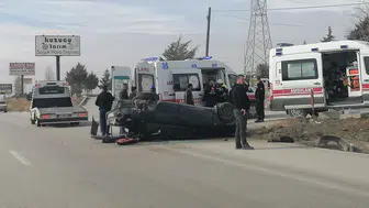 Konya'da ters dönen otomobilin sürücüsü yaralandı