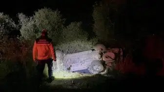 Alkollü sürücünün kullandığı otomobil uçtu