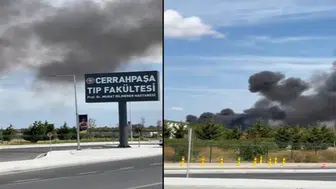 Hastane bahçesinde yangın