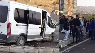 Servis minibüsü ile hafif ticari araç çarpıştı: 13'ü çocuk 19 yaralı