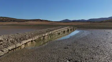 Apa Barajı'ndaki çekilme tarihi köprüyü açığa çıkardı