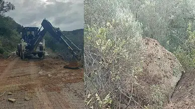 Heyelan nedeniyle kapanan yol ulaşıma açıldı