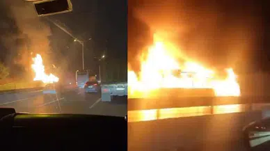 Otobüs alev alev yandı