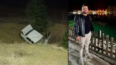 Konya'da domuza çarpan otomobil, şarampole yuvarlandı