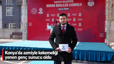 Konya'da azmiyle kekemeliği yenen genç sunucu oldu