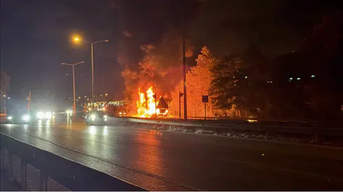 Samsun'da tır dorsesinde yangın