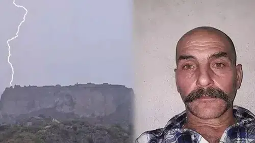 Hayvan otlatırken üzerine yıldırım düştü