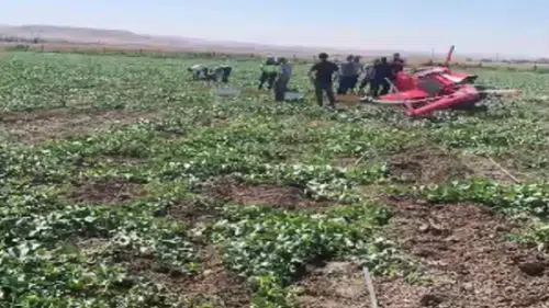 Ankara' da hava aracı tarlaya düştü