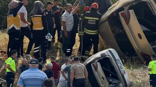 Konyada feci kaza! Takla atan otomobil şarampole uçtu