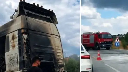Konya’da seyir halindeki tır alev alev yandı