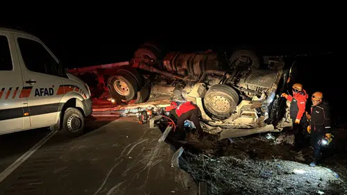 Devrilen tırın sürücüsü öldü