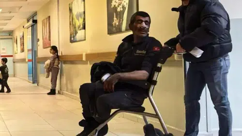 Hava bastığı lastik patlayınca yaralandı