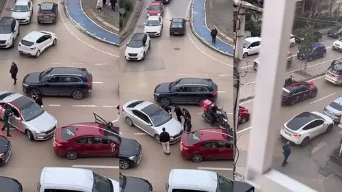 Düğün konvoyunda otomobile saldırı, camlar yumruklandı