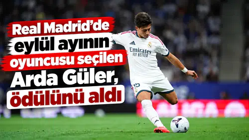 Real Madrid'de eylül ayının oyuncusu seçilen Arda Güler, ödülünü aldı