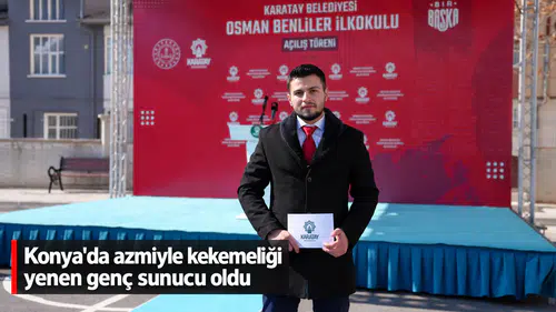 Konya'da azmiyle kekemeliği yenen genç sunucu oldu