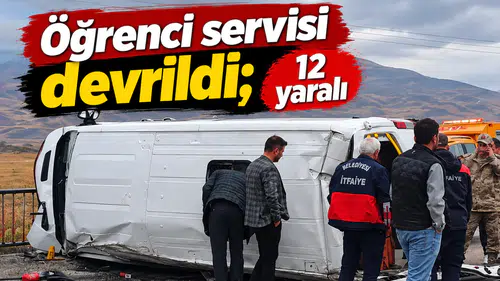 Öğrenci servisi devrildi; 12 yaralı