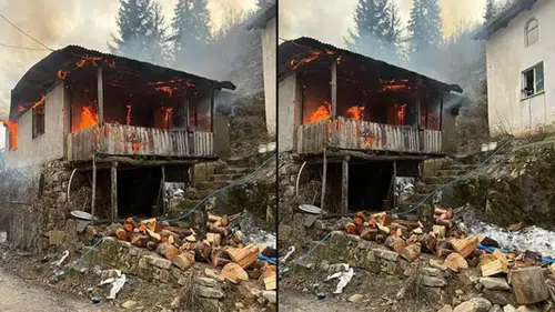 İmam lojmanı, çıkan yangında yandı