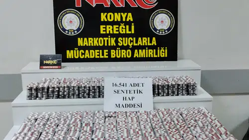 Konya Emniyeti’nden dev operasyon: 16 bin 541 hap ele geçirildi!