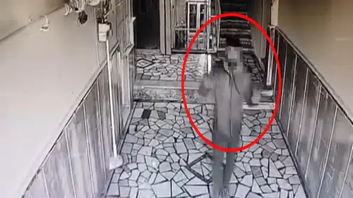 Hırsızlık yaparken kamerayı fark edince vazgeçti