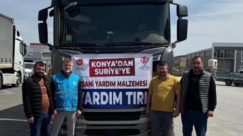 Konya’dan Suriye’ye 25 ton un yardımı dualarla uğurlandı