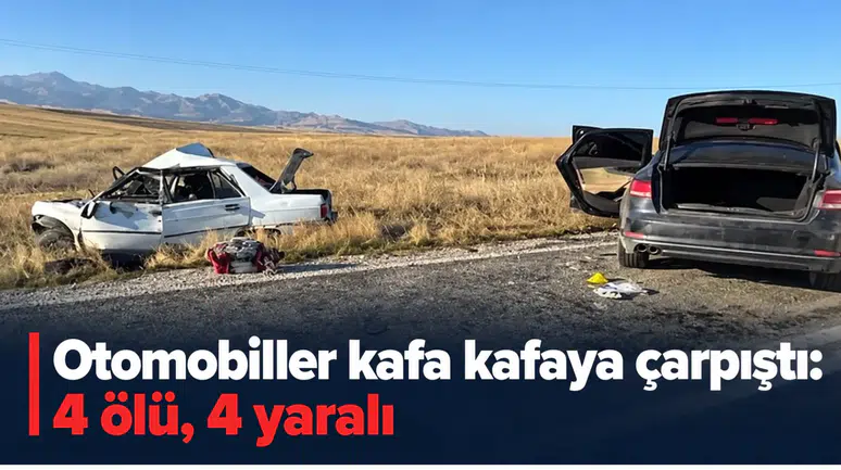 Otomobiller kafa kafaya çarpıştı: 4 ölü, 4 yaralı