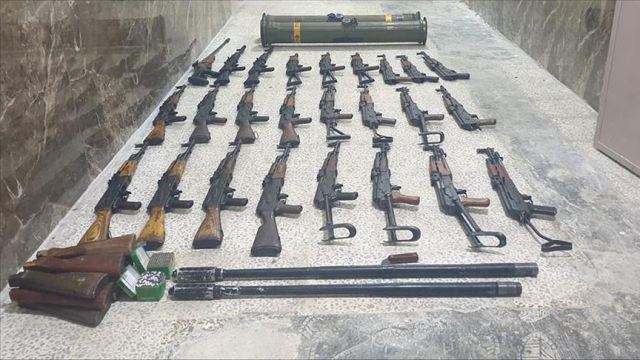 Azez'de PKK/YPG'li teröristlere ait füze, Kalaşnikof ele geçirildi