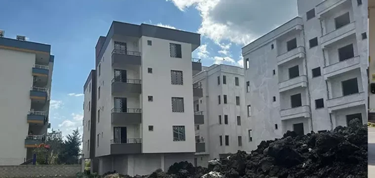 4 katlı yeni bina yan yatmaya başladı