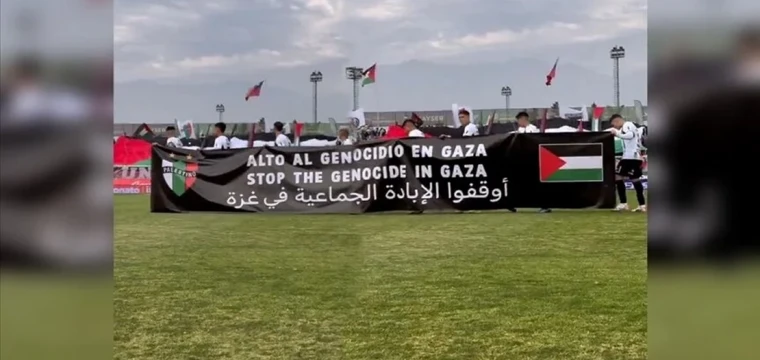 Palestino takımından protesto