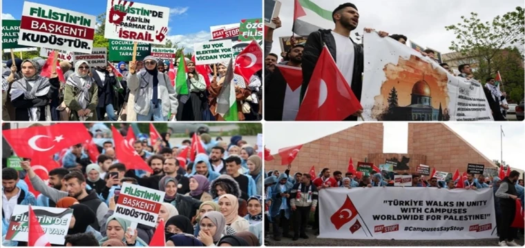 Üniversiteliler İsrail'in saldırılarını protesto etti